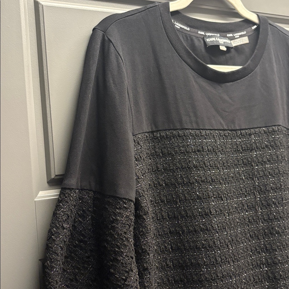 🖤KARL LAGERFELD PARIS black & silver lamé Tweed Sweatshirt (sold out online!)🖤 - Picture 13 of 13